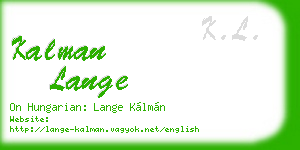 kalman lange business card